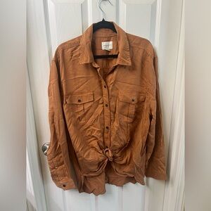 American Eagle Outfitters Women's Burnt Orange Casual Button Down Shirt XXL
